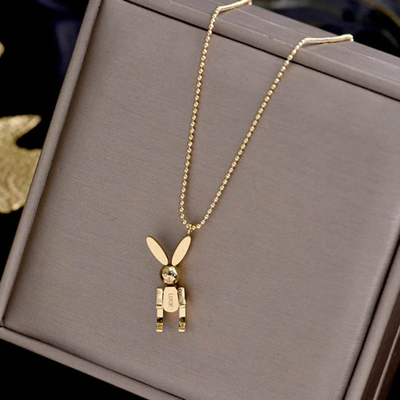 

fashion jewelry trendy real gold plated pendant luck rabbit necklace