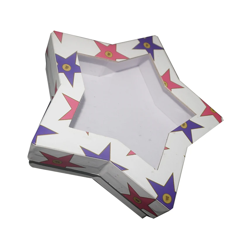 
Dongguan factory cardboard star shaped flower gift packaging for wedding with clear pvc window 