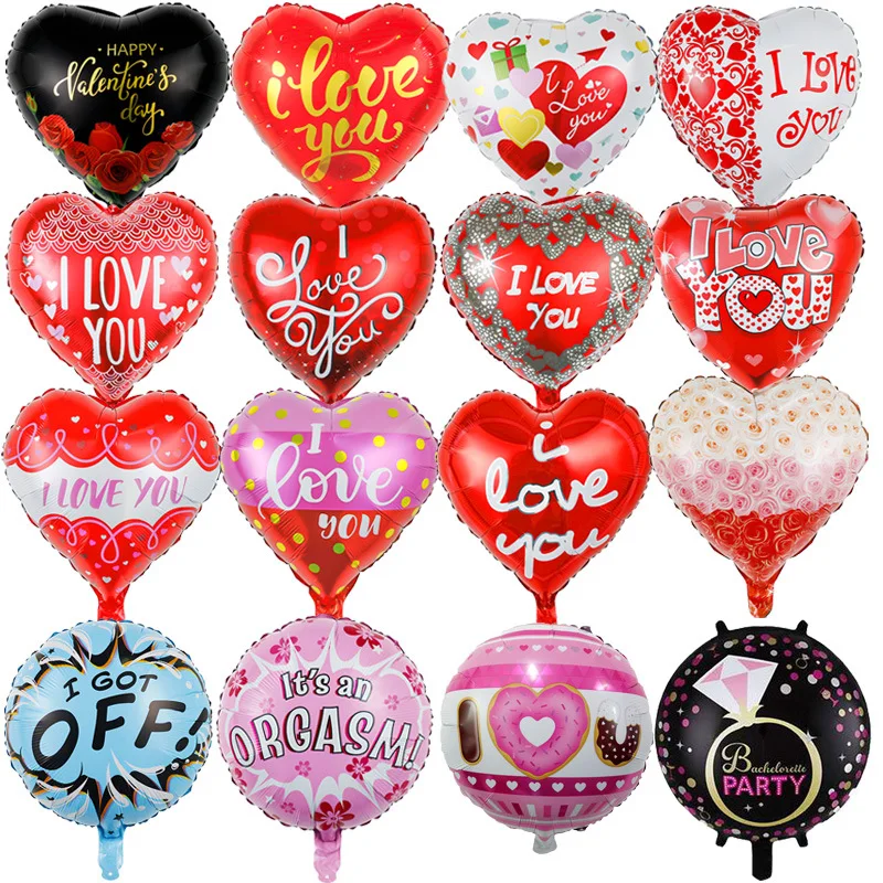 

Wholesale Valentine'S Day Wedding Party Decoration Ballon Globos 18 Inch Glossy Red Heart I Love You Aluminum Foil Balloon