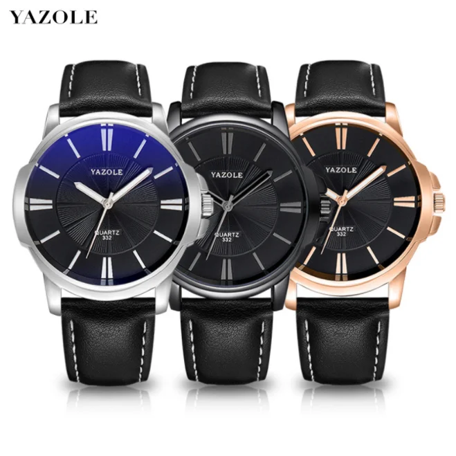 

YAZOLE D 332 Hot Sale Luxury Men's Watches Water Resistant Wholesale Quartz Business Leather Watch Brand Custom Logo Wristwatch