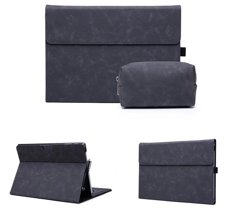 

New arrival leather Professional leather liner sleeve case for Microsoft Surface Pro4, Pro5,Pro6 with power bag