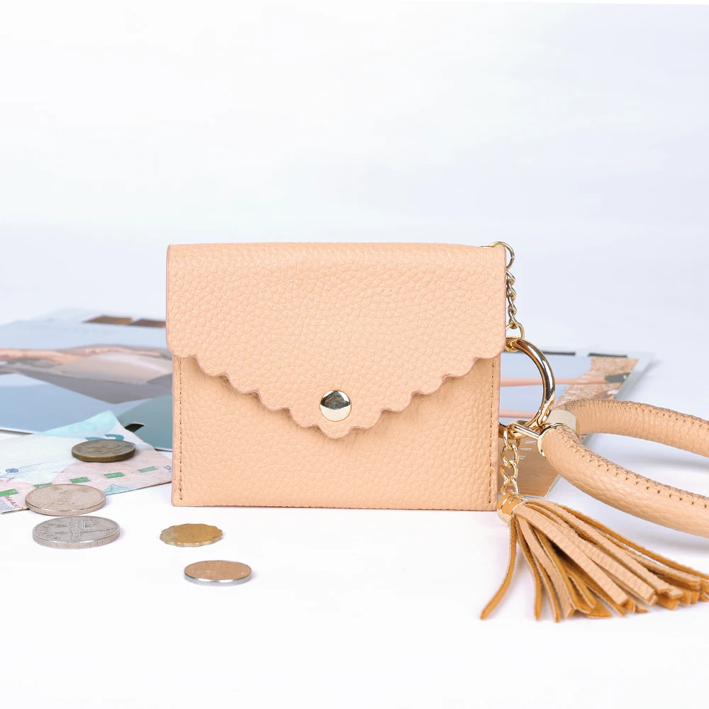 

Credit Card ID Card Holder Keychain Wallet Purse With PU Leather Tassel Bangle Key Ring Stocking
