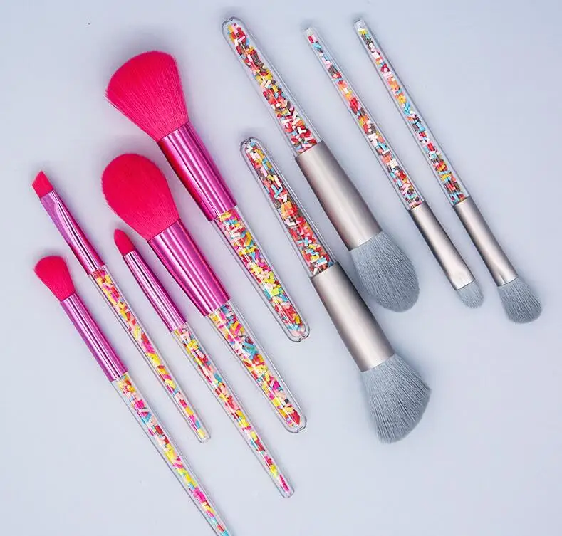 

travel Luxury 8 pcs synthetic hair High end \ custom label makeup brush set acrylic crystal beauty brush on sale, Mix