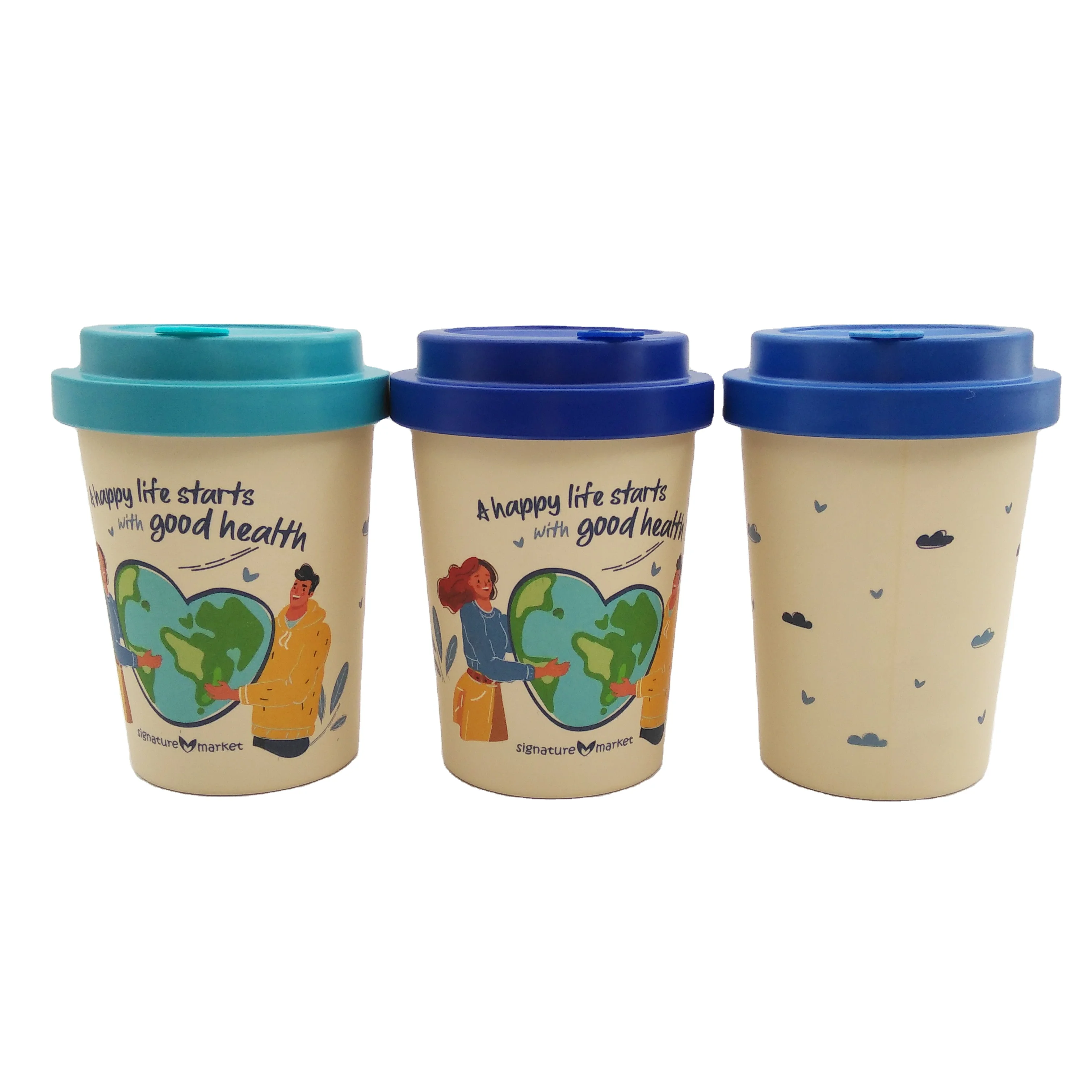 

Mikenda 350ml Biodegradable Unique Natural Texture Nontoxic Bamboo Fiber Coffee Cups Mugs