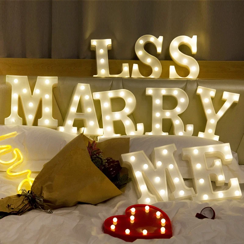 Custom romantic decoration alphabet numbers hashtag heart plastic led marquee lights frames for Valentine