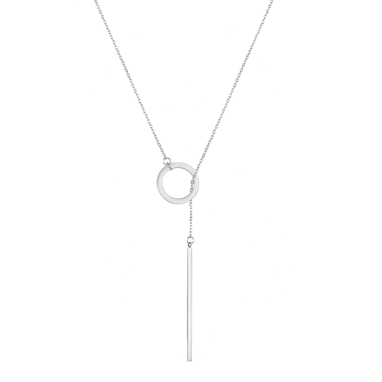 

Minimalist Fashion Pendant Stainless Steel Jewelrys Women Luxury Silver Necklace Adjustable Link Chain Necklace