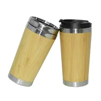 

bpa free 450ml thermal Bamboo tumbler with slide lock lid, stainless steel bamboo travel mug,new bamboo coffee cup