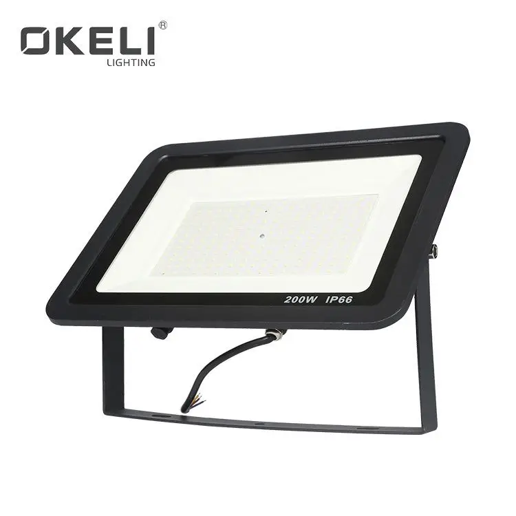 OKELI China lighting aluminum ip66 waterproof black 20w 30w 50w 100w 150w 200w stadium outdoor led flood light