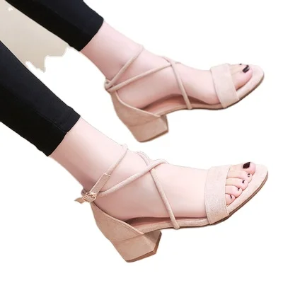 

Summer new arrival women's shoes wild mid-heel thick heel dress high heels for women