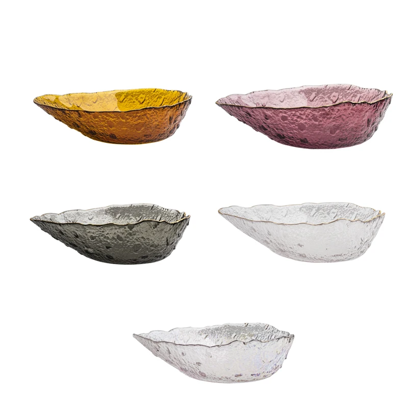 

Water drop Gold Inlay Edge Glass Salad Bowl Fruit Rice Serving Bowls Food Storage Container Decoration Tableware