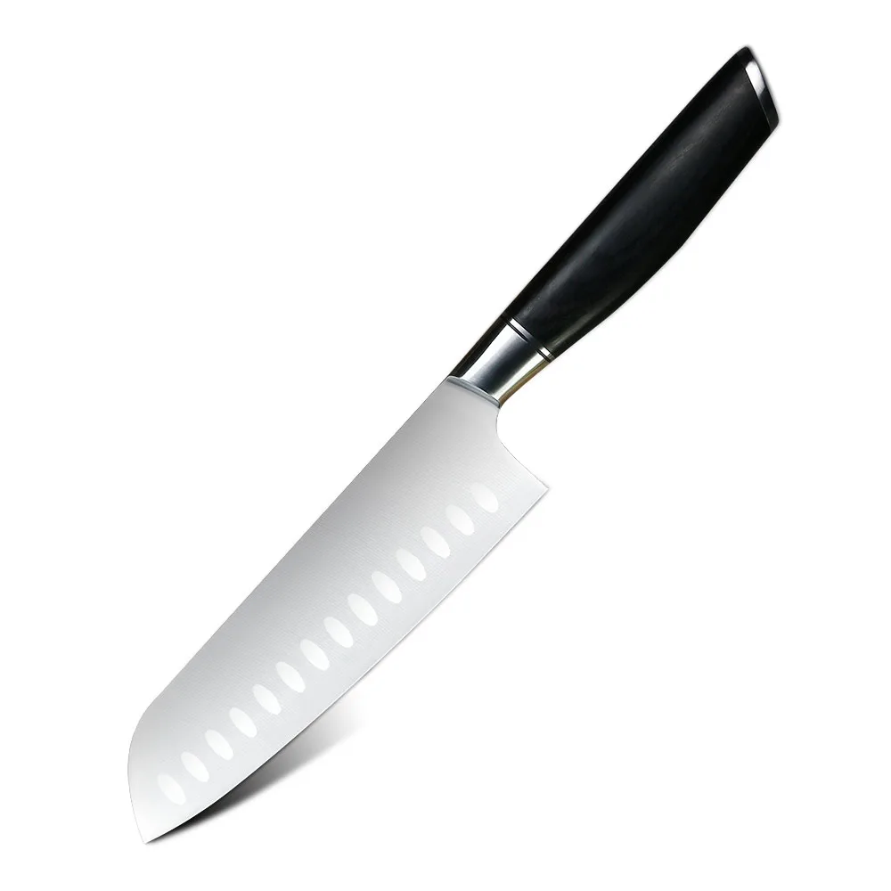 

hot sale German Steel 7 inch santoku with pakkawood