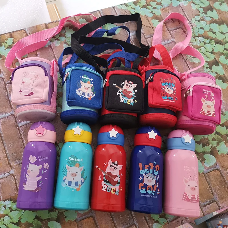 

Portable Outside children 316 stainless steel thermos straw water bottles customize cute cartoon logo bpa free for students kids, Color as pictures