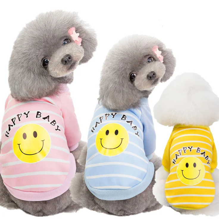 

New smile face style cute pet apparel cotton designer dog clothes dog costume funny dog sweaters clothes, Pink,blue,yellow