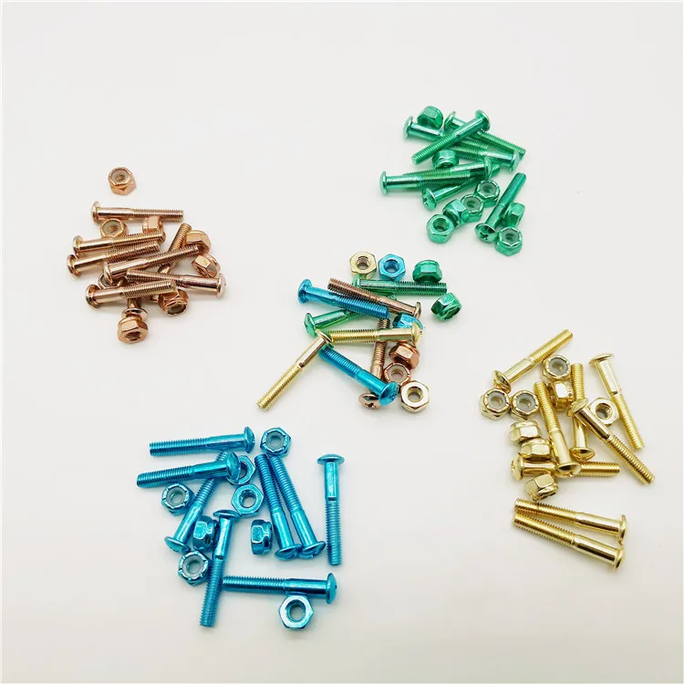 

Wholesale 1.25 inch Round and Philip head skateboard Longboard Hardware Screws Bolts, Black/silver/blue/green/red/gold/rose gold