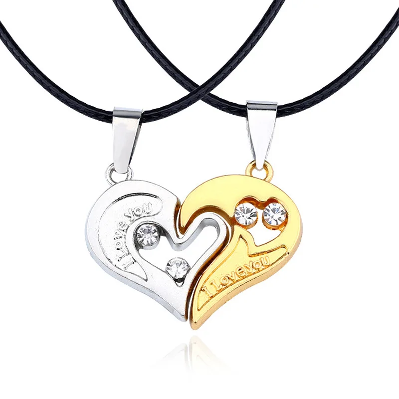 

Foreign Explosion Love Couple Necklace Heart-Shaped Love Pendant Trend Korean Leather rope Jewelry