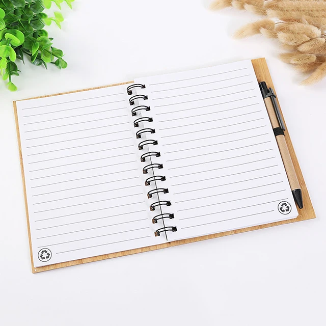 Personalised Note Book Message Bamboo Cover Lined A6