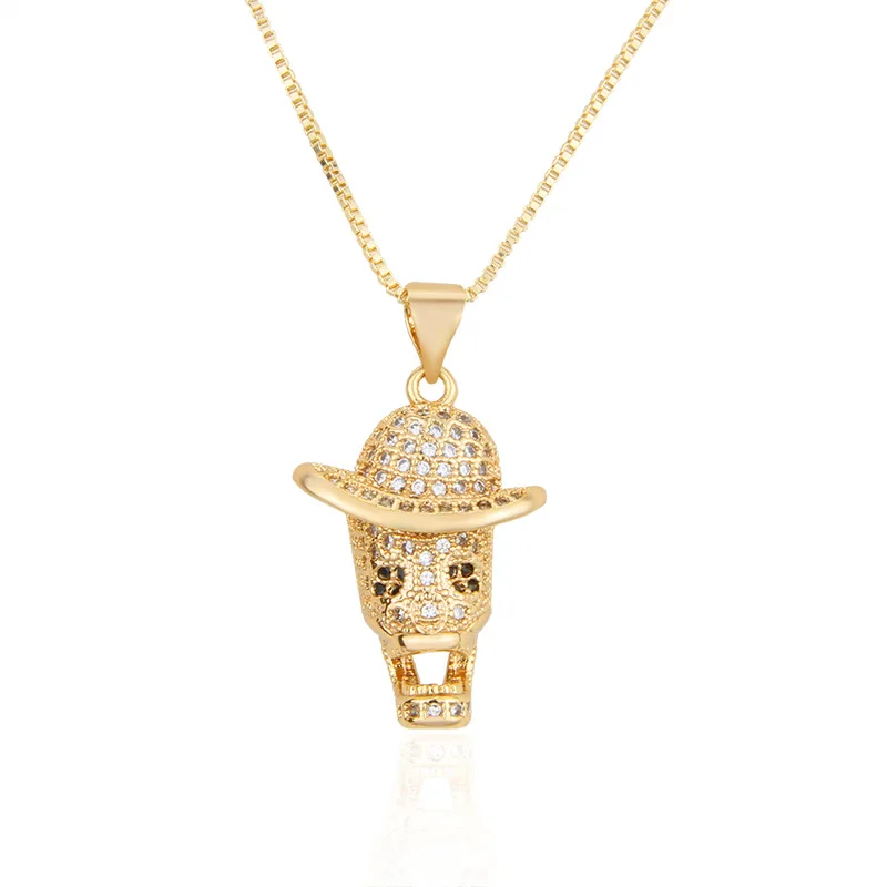 

gold plated ice out chain bling bling necklace hip hop Skull head necklace, Gold,white gold