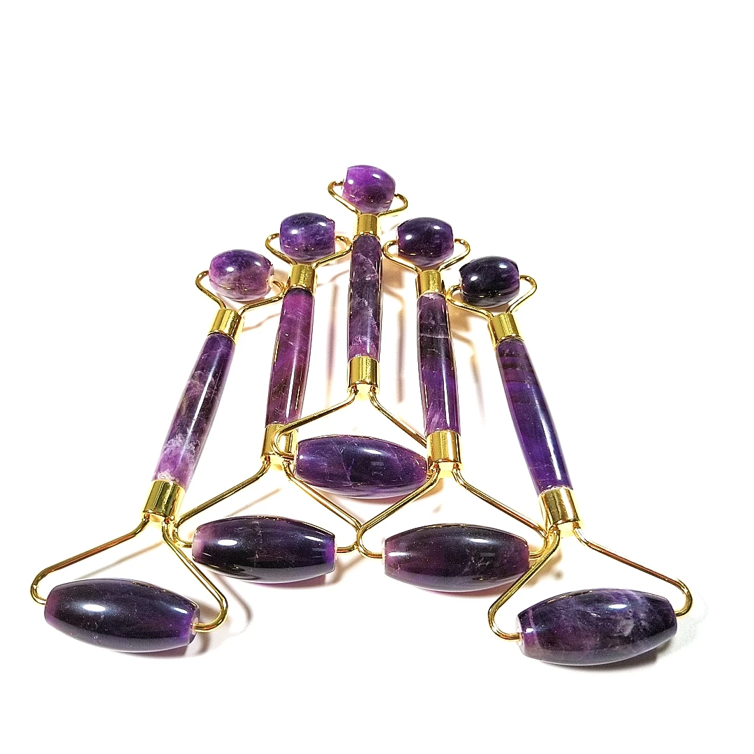 

Top quality Jade face roller 100% genuine amethyst quartz facial roller wireless face massager wholesale for decoration