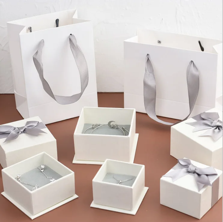 

Wholesale High-grade Bowknot Jewelry Gift Box Earring Necklace Bracelet Paper Jewelry Boxes Bracelet Ring Case Custom