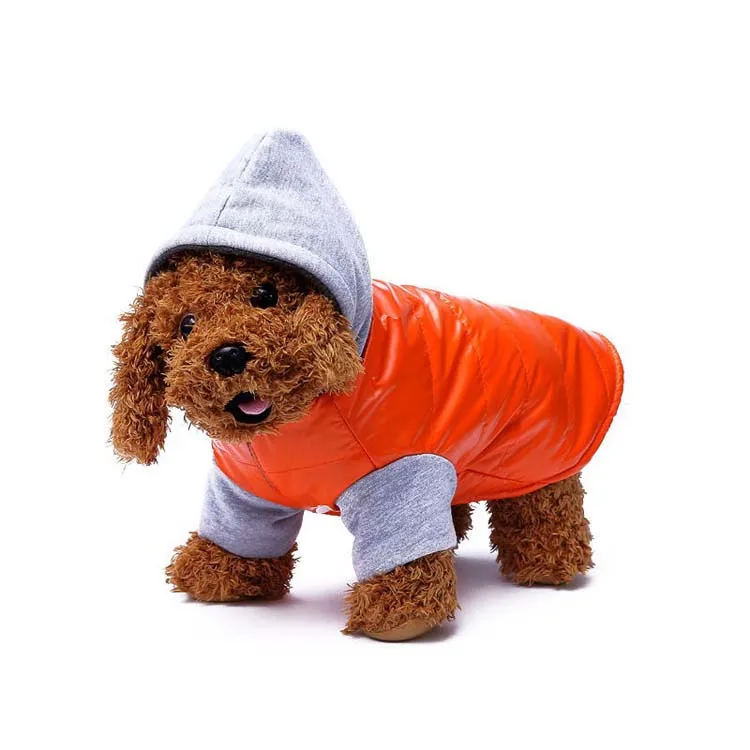 

Factory Direct Sales Solid Color Dog Jackets Coat Dog Padded Jacket With Hood, Red, orange, blue, green