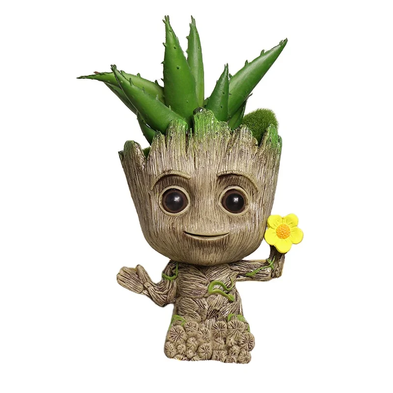 

Baby Groot Flower Pot PVC Material Groot Baby Tree Garden Flower Plant Pot, Green