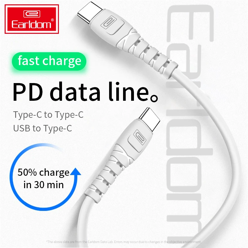 

Earldom USB C to USB Type C Cable PD Fast Charging for MacBook Pro Charger Cable, Black