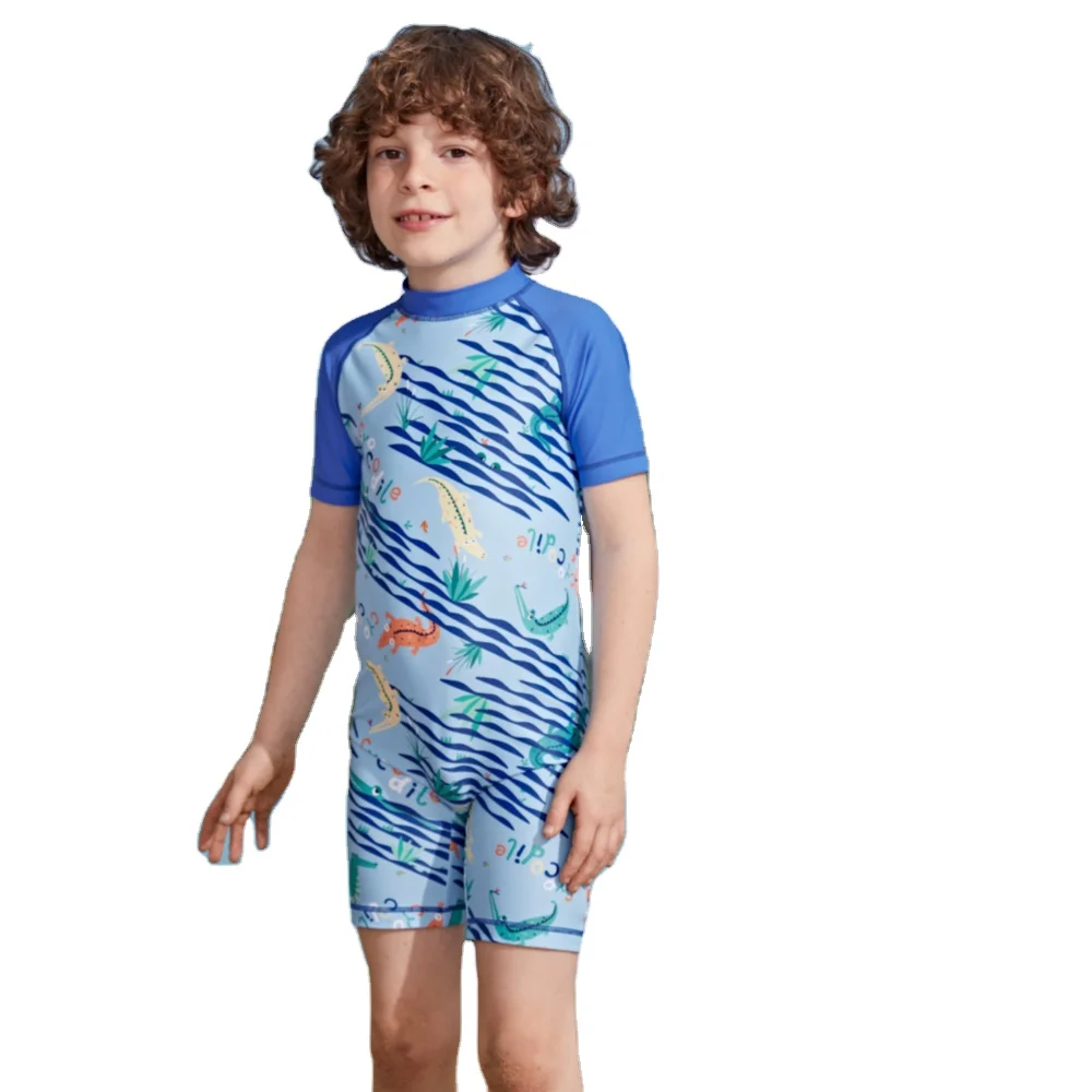 

Miniatree Swimwear for Children Little Boys Girls One Piece Swimsuits Zipper Beachwear Swimwear Short Sleeve One-Piece Beachwear, Blue