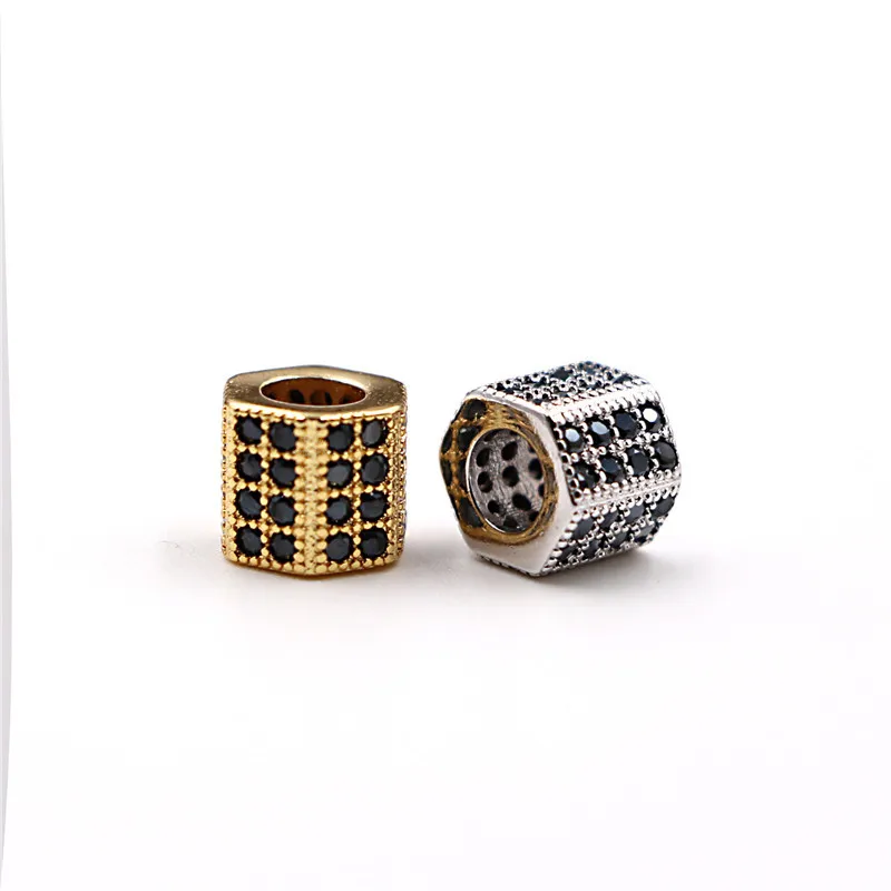 

Basic Spacer Black Zircon Inlay Brass Micro Pave CZ Charm Beads for Men Jewelry Bracelet Wholesale Jewelry Making