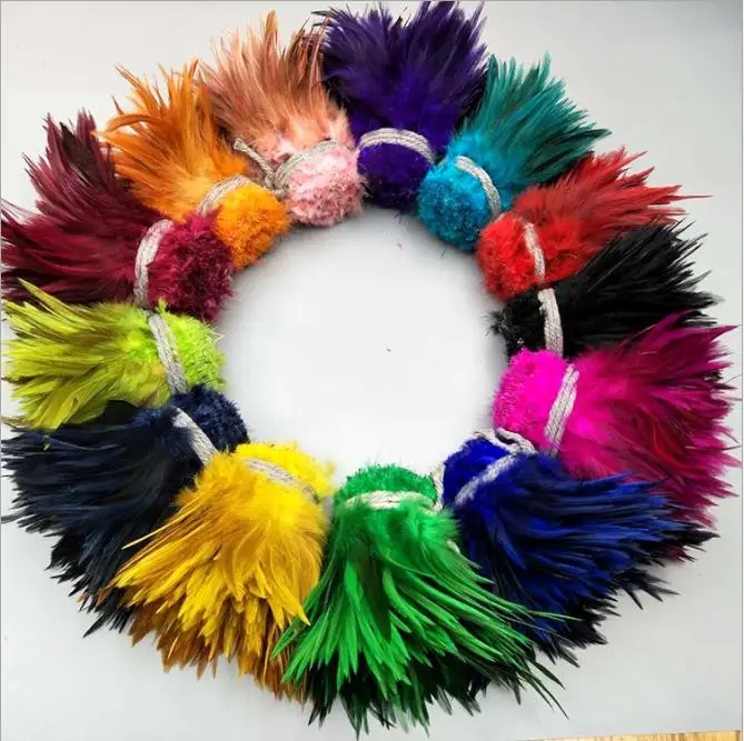 
5 6' Rooster Saddle Feathers strung 