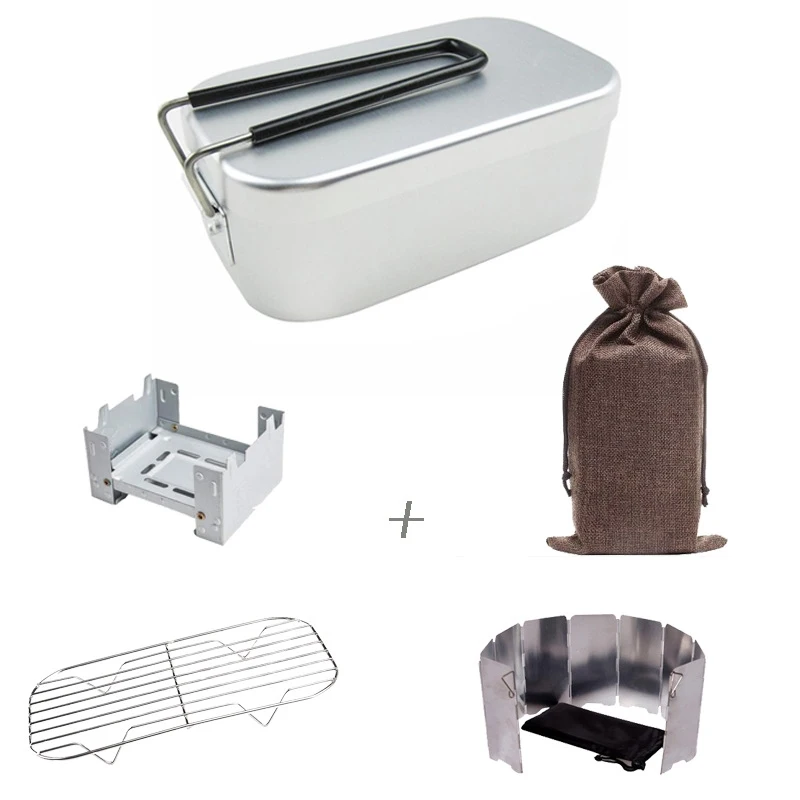 

High Quality Durable Military Mess kit Aluminum Mess Tin Army Lunch-Box, Grey