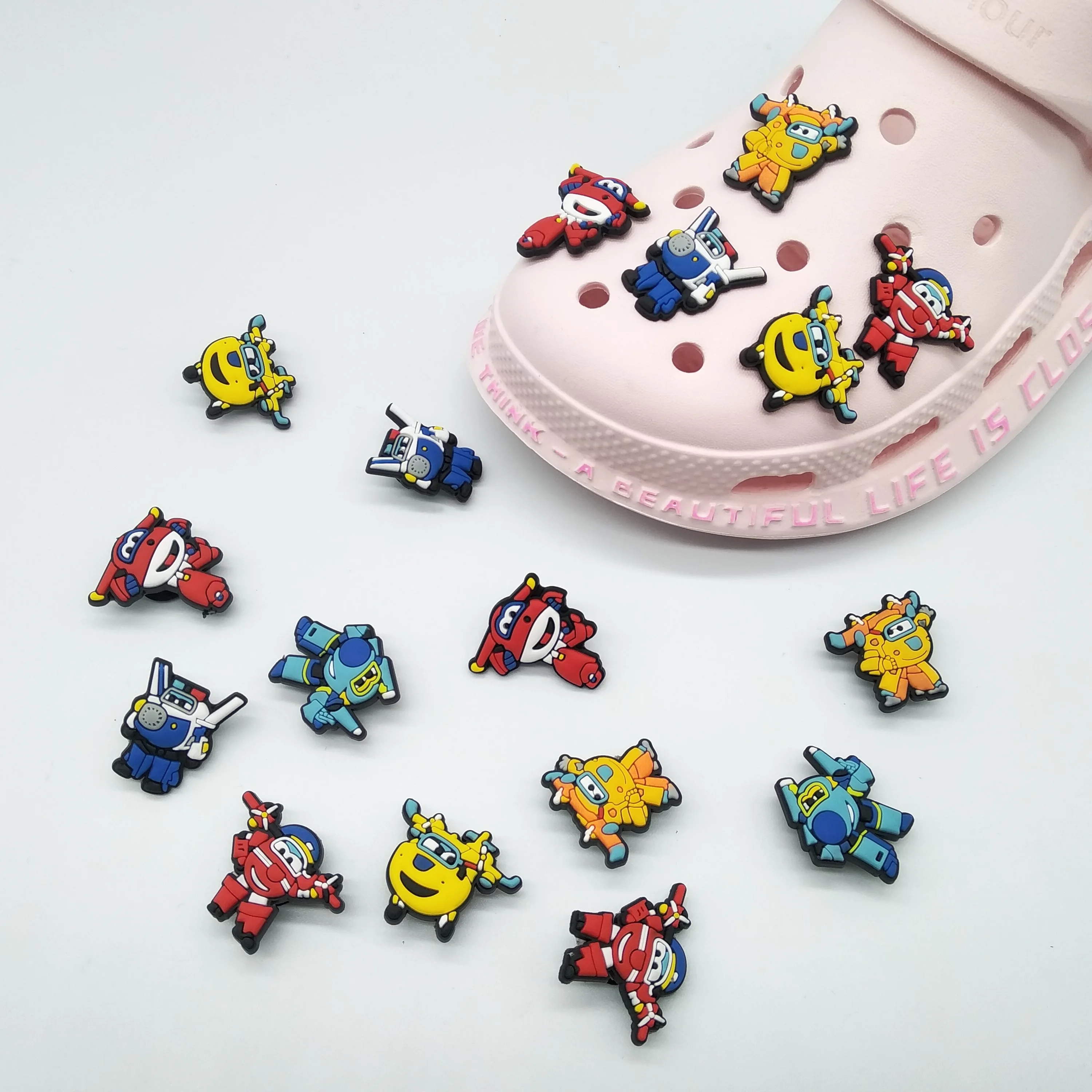 

Custom logo wholesale PVC Factory direct sales cartoon croc charms new decor shoes buckle Super flash croc shoe charms