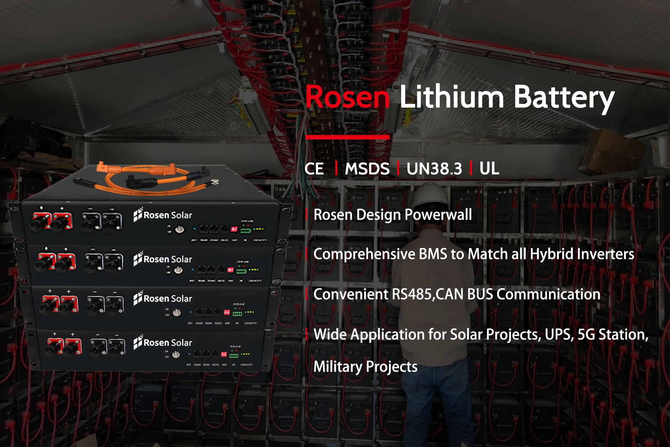 Rosen 2022 Lifepo4 Battery Rechargeable 48v 5kwh 10kwh Lithium