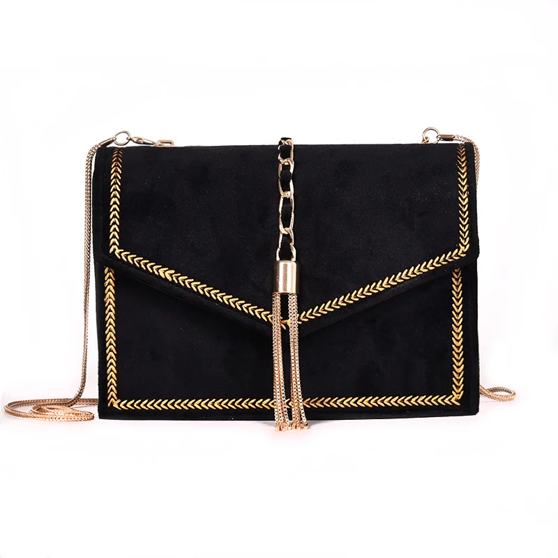 

Gulidd Fashion suede tassel women messenger bag lady chain cross shoulder bag