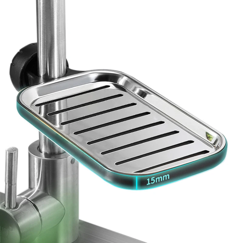 

AA516 Stainless Steel Sink Storage Rack Kitchen Bathroom Adjustable Faucet Soap Dish Drainer Soap Rag Drain Shelf Organizer, Grey,black