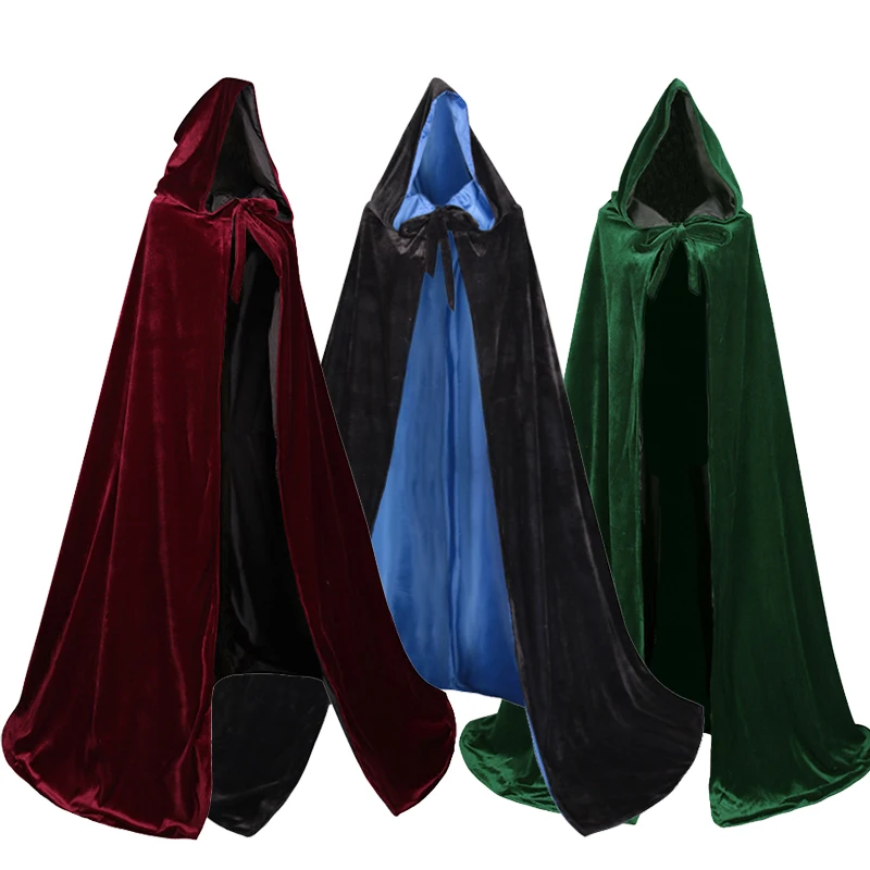 

Inventory Wholesale Easter Halloween Costume Horror Death Vampire Witch Cosplay Velvet Hooded Cloak