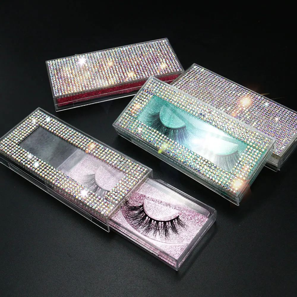 

Glitter Bling Diamonds Diamond Lashes Box Mink Eyelash Case Square Pink Eyelashes Packaging Box, Colorful