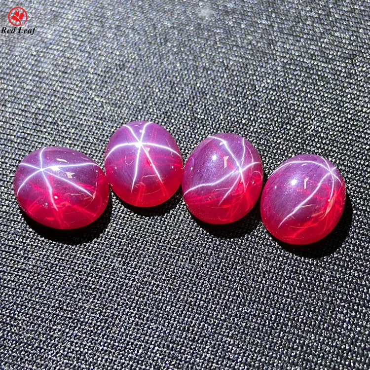 

Redleaf Jewelry Oval 5*7mm synthetic ruby star stone five light red ruby corundum gems Ruby