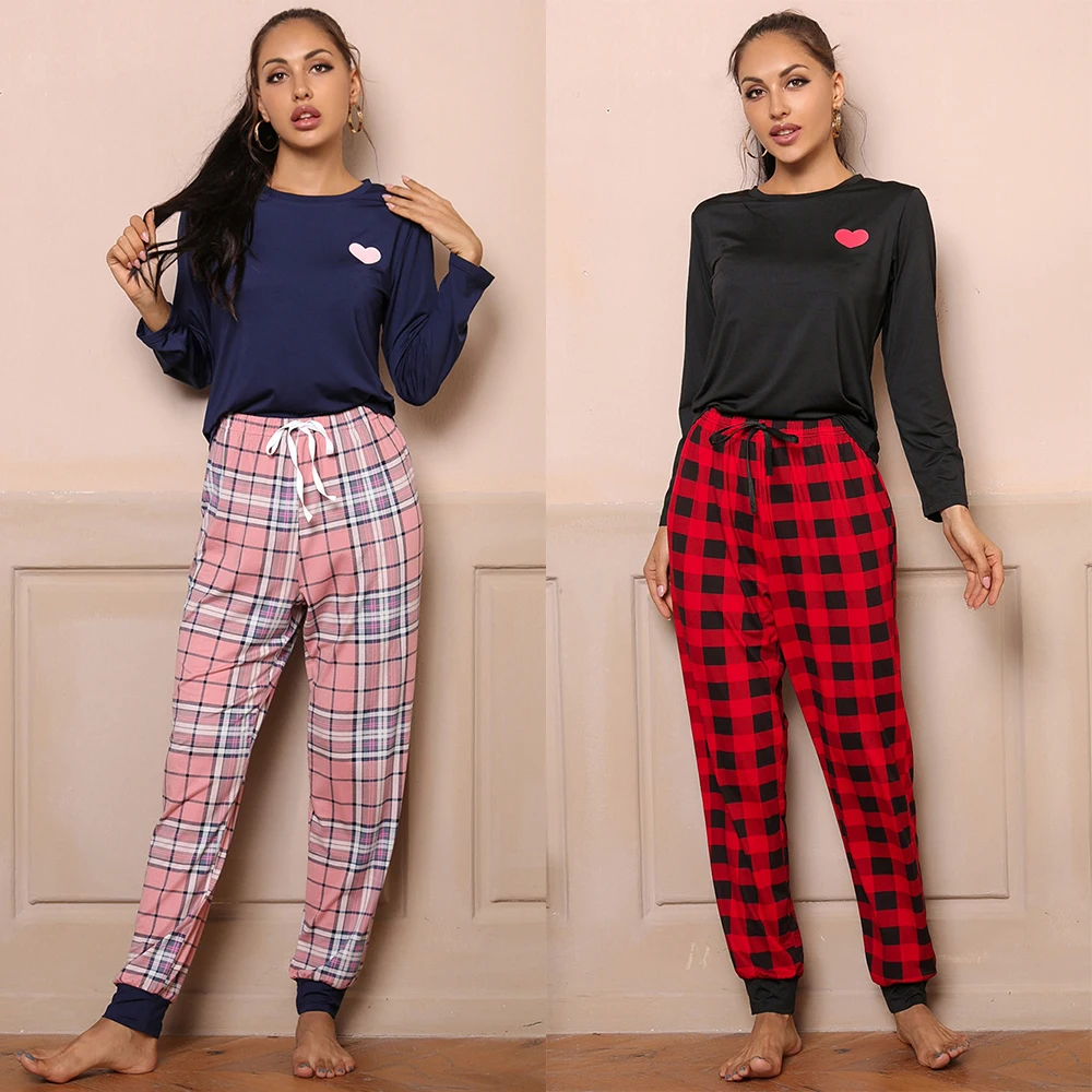 

2021 latest new autumn winter thermal night suit sleep wear soft polyester long sleeve pijamas invierno adultos pjs for women