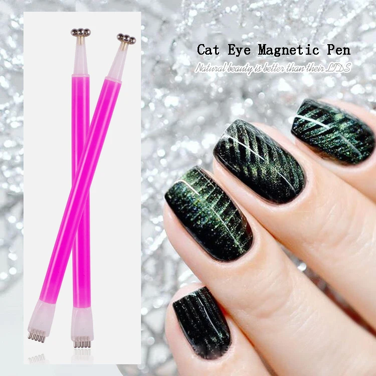

2019 New Nail Art Flower Strip Double Headed 3D Cat Eye Magnetic Stick Pen, Pink