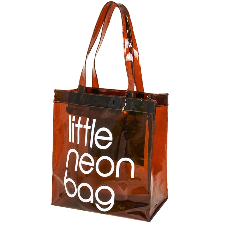 

Beach Waterproof Transparent Vinyl Shopping Little Neon Clear Tote Bag Pvc