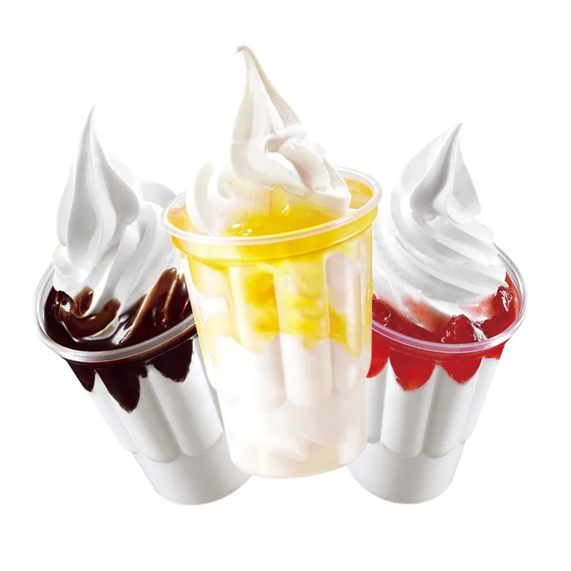 

Commonly Used Disposable Transparent Sundae Ice Cream Cup 8OZ Plastic Cup With Lid, Clear