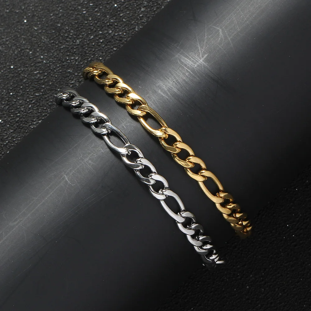

SB011 5mm Stainless Steel Bracelet Cuban Chain Bling bling Hip Hop Jewelry