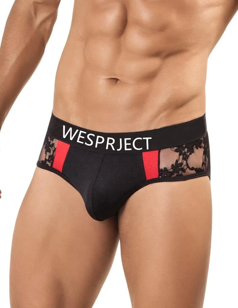 Custom hot men sexy lace sides joint sexy gay underwear boxer briefs