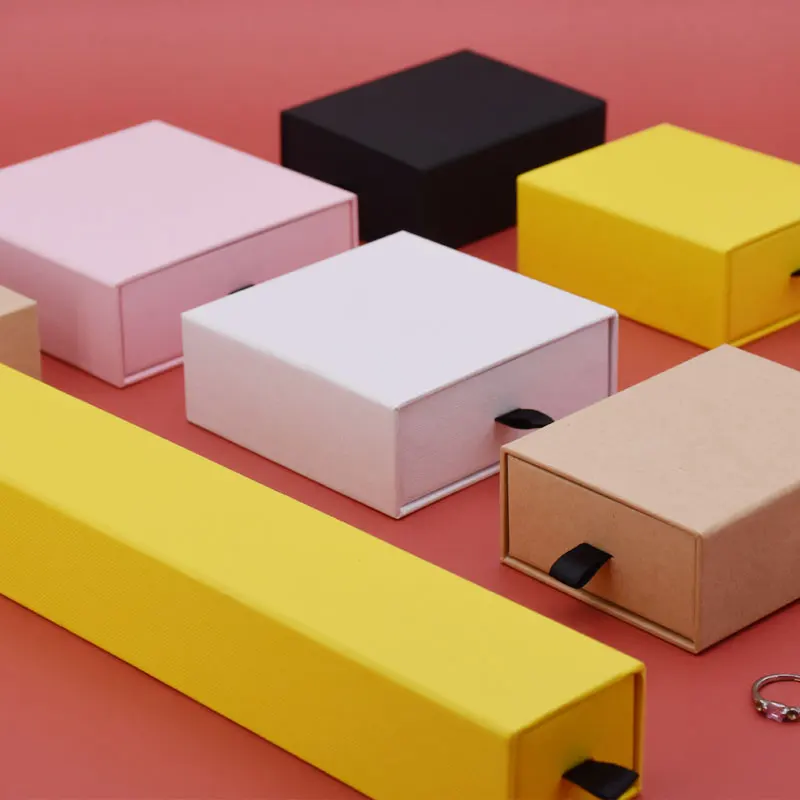 

Wholesale Cotton Filled Boxes Cardboard Packaging Set Drawer Jewelry Box Packaging