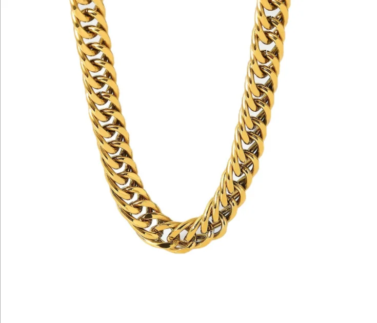 

Manufacturer custom wholesale 2021 jewellery 18k gold stainless steel Thick Necklace jewelry for men and women cuban link chain