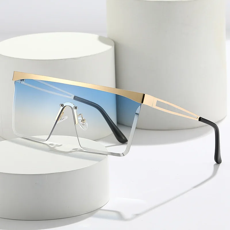 

2023 fashion sun glasses stainless steel women trendy ship in stock stylish polar one piece lens metal hand sunglass for men