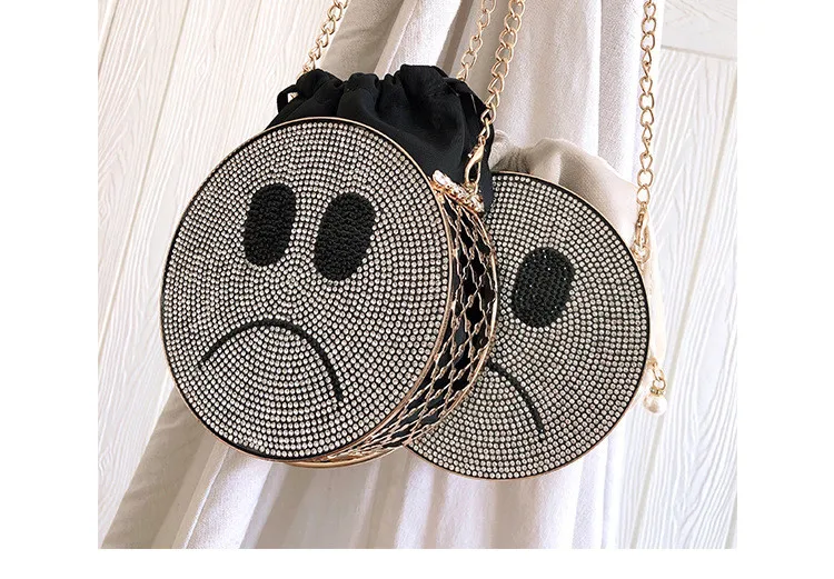 The Latest Fashion Diamond Smiling Face Ladies Hand Bags Girls Evening Party Purses Luxury Handbags For women