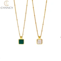 

Hot style brass 18k gold plated necklace geometric hexagonal malachite necklace