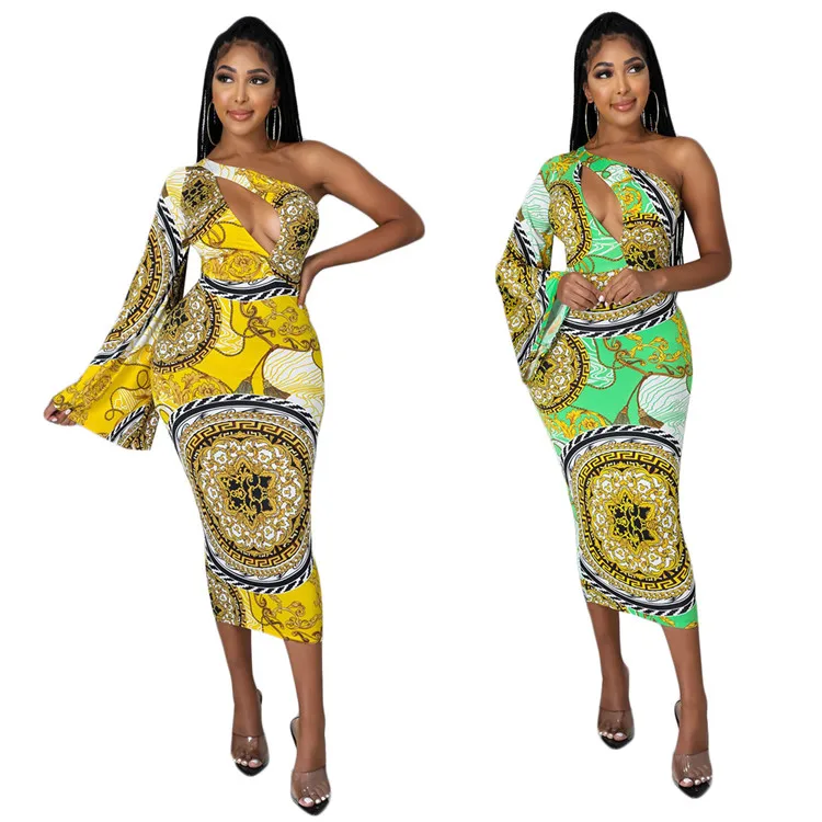 

GH-K7059 Kitenge Designs Strapless Irregular Hollow Sexy Bodycon African Club Sexy Dress For Women