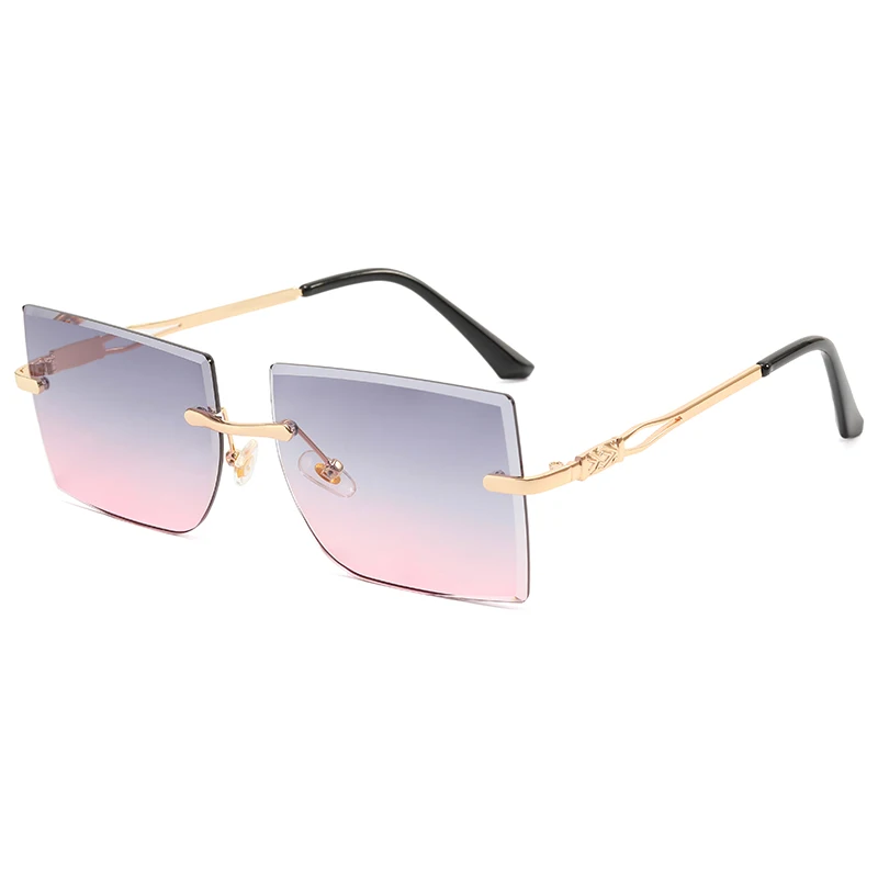 

Superhot Eyewear 37237 Fashion 2022 Diamond Cut Oversized Women Rimless Square Sunglasses